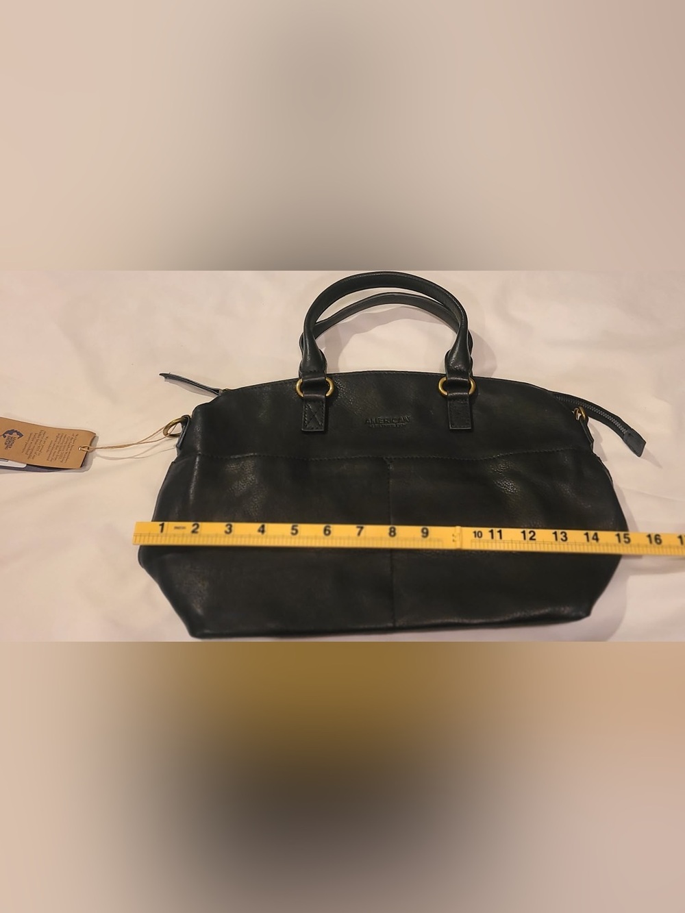American Leather Co Black Carrie Dome Tote without shoulder strap NWT - Picture 6 of 11